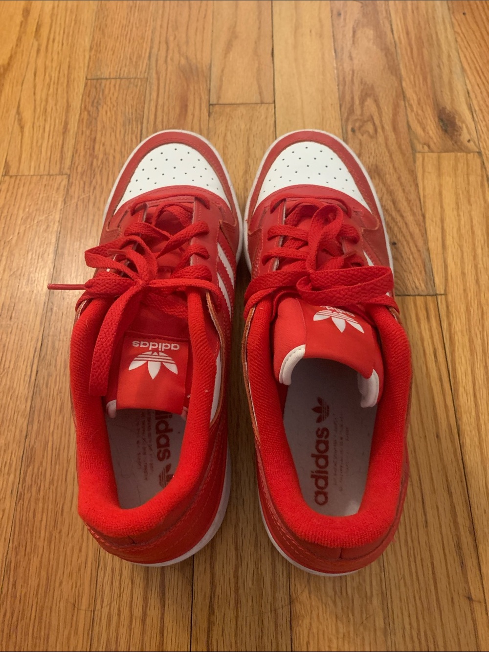 adidas Red and White Low-Top Lace-Up Sneakers - Picture 6 of 6
